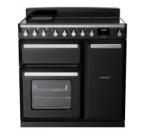 Rangemaster ESDL90EIPGBLCM1 - 90cm Estel Deluxe Induction Black Gloss Chrome Range Cooker 15027