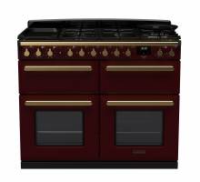 Rangemaster ESDLB110DFPBORAB1 - 110cm Estel Deluxe Dual Fuel Bordeaux Antique Brass Range Cooker 18147 