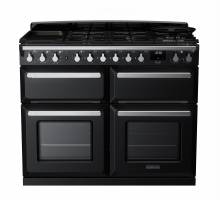 Rangemaster ESDLB110DFPGBLCM1 - 110cm Estel Deluxe Dual Fuel Gloss Black Chrome Range Cooker 15248