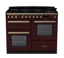 Rangemaster ESDLO110DFPBORAB1 - 110cm Estel Deluxe Dual Fuel Bordeaux Antique Brass Range Cooker 18105