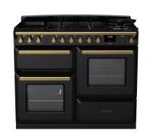 Rangemaster ESDLO110DFPGBLAB1 - 110cm Estel Deluxe Dual Fuel Gloss Black Antique Brass Range Cooker 18102