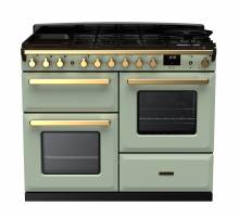 Rangemaster ESDLO110DFPMNTAB1 - 110cm Estel Deluxe Dual Fuel Mint Antique Brass Range Cooker 18108