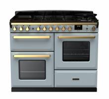 Rangemaster ESDLO110DFPMSBAB1 - 110cm Estel Deluxe Dual Fuel Misty Blue Antique Brass Range Cooker 18106