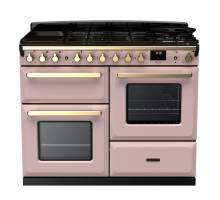 Rangemaster ESDLO110DFPPPKAB1 - 110cm Estel Deluxe Dual Fuel Pale Pink Antique Brass Range Cooker 18107