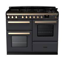 Rangemaster ESDLO110DFPSLTAB1 - 110cm Estel Deluxe Dual Fuel Slate Antique Brass Range Cooker 18103