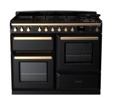 Rangemaster ESDLO110EIPGBLAB1 - 110cm Estel Deluxe Induction Gloss Black Antique Brass Range Cooker 18123