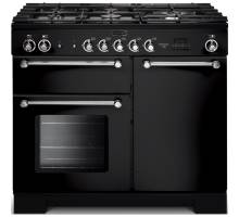 Rangemaster KCH100DFFBL C - 100cm Kitchener Dual Fuel Black Chrome Range Cooker 98790