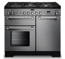 Rangemaster KCH100DFFSSC - 100cm Kitchener Dual Fuel Stainless Steel Chrome Range Cooker 98780