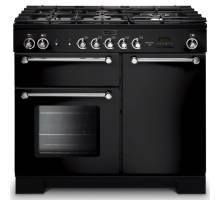 Rangemaster KCH100NGFBLC - 100cm Kitchener Natural Gas Black Chrome Range Cooker 111940