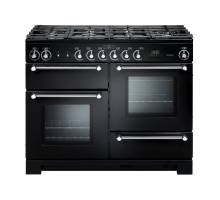 Rangemaster KCH110NGBL/C - 110cm Kitchener Natural Gas Black/Chrome Range Cooker 116690