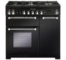 Rangemaster KCH90DFFBLC - 90cm Kitchener Dual Fuel Black Chrome Range Cooker 81420