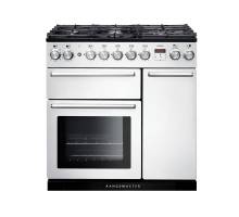 Rangemaster NEX90DFFWHC - 90cm Nexus Dual Fuel White Chrome Range Cooker 106140