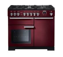 Rangemaster PDL100DFFCYC - 100cm Professional Deluxe Dual Fuel Cranberry Chrome Range Cooker 97580