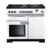 Rangemaster PDL100DFFWHC - 100cm Professional Deluxe Dual Fuel White Chrome Range Cooker 98950