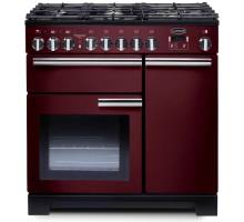 Rangemaster PDL90DFFCYC - 90cm Professional Deluxe Dual Fuel Cranberry Chrome Range Cooker 97620