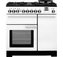 Rangemaster PDL90DFFWHC - 90cm Professional Deluxe Dual Fuel White Chrome Range Cooker 98960