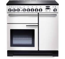 Rangemaster PDL90EIWHC - 90cm Professional Deluxe Electric Induction White Chrome Range Cooker 98740