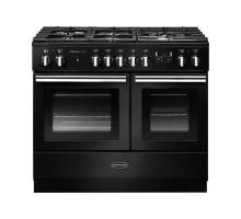 Rangemaster PROPL100FXDFFGBC - 100cm Professional + FX Dual Fuel Gloss Black Chrome Range Cooker 123350