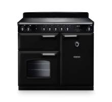 Rangmaster CL100EIPGBLCM1 100cm classic induction range cooker in black with chrome trim