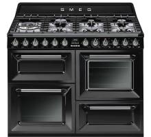 Smeg TR4110BL1 - 110cm Victoria Aesthetic Dual Fuel Range Cooker - Black