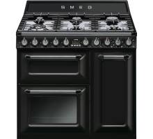 Smeg TR93BL - 90cm Victoria Aesthetic Dual Fuel Range Cooker - Black