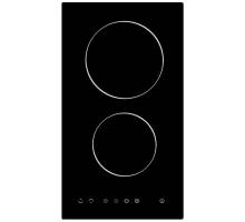 Top view of Culina CUL30TC 30cm ceramic domino hob in black glass with touch controls and 2 cooking zones