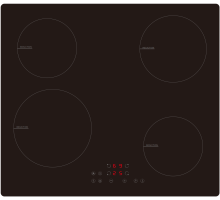 Top view of Culina UBIND60MT 60cm black glass induction hob with touch controls and LED display