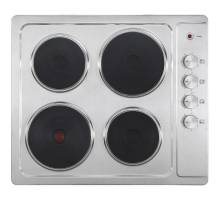 Top view of Culina UBSPH60KCR 60cm stainless steel solid plate electric hob with right-hand rotary controls