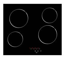Top view of Culina UBTCC60F 60cm black glass ceramic hob with 4 zones and touch controls
