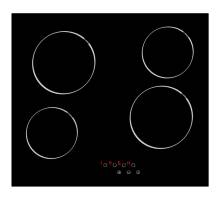 Top view of Culina UBTCC60LC.1 60cm ceramic hob with pro satin black glass and front touch control
