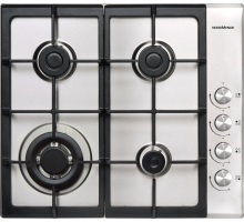 Top view of NordMende HGX603IX gas hob with Plus X burner layout