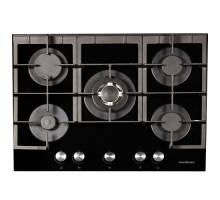 Top view of NordMende HGX703BGL 70cm gas hob with five burners