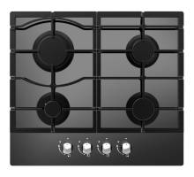 Top view of the Cata UBGOG601BK 60cm Gas on Glass Hob in Black with rotary hobs