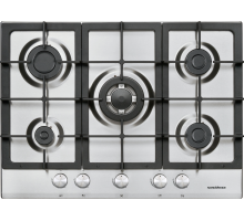 Top view of the Nordmende HGX703IX Gas Hob in Stainless Steel
