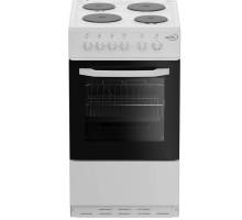 Zenith ZE503W 50cm Electric Single Oven with Solid Plate Hob - White Front View