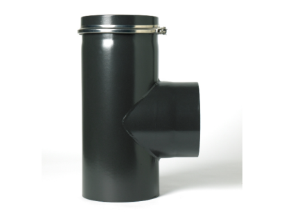 5″ T-Piece with Cap Matt Black Flue Pipe 