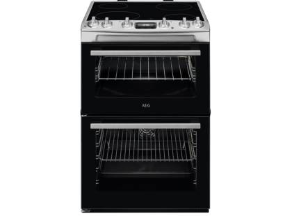 AEG CCX6530ACM electric cooker stainless steel front view with ceramic hob
