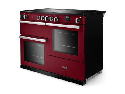 Angled view of Rangemaster Professional 110 Bordeaux Range Cooker showing contemporary styling