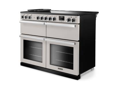 Angled view of Rangemaster Professional Deluxe 110 Ivory Range Cooker with dedicated slow cooker