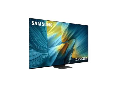 Angled view of Samsung QE83S95FAEXXU showing OLED screen and Infinity One profile