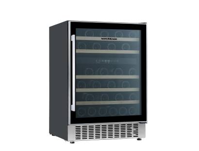 Angled view of the NordMende WC46IX dual zone wine cooler