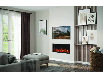 Atmos 105R electric fireplace showing realistic flame effects