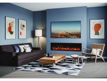 Atmos 165R electric fire with panoramic flame and glowing log bed
