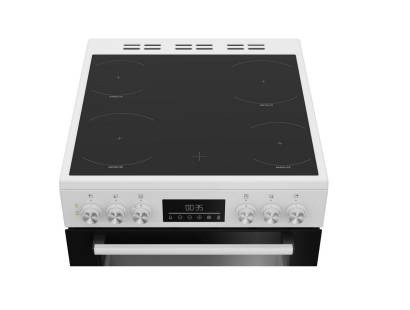 Beko 60cm double oven cooker ceramic hob - white