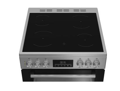 Beko 60cm silver double oven cooker ceramic hob