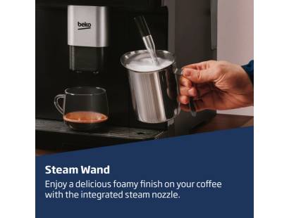 Beko CEG7302B with steam wand frothing milk for cappuccino