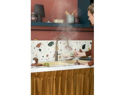 Brass Quooker Round Tap delivering hot, cold, boiling, chilled and sparkling water