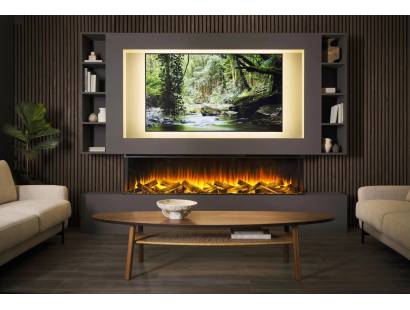 British Fires 1900 electric fire with Deluxe log set in Black Edition finish