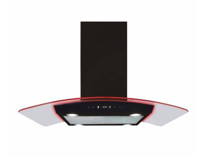 CDA EKPK90BL Curved Glass Island Hood with LED Edge Lighting 