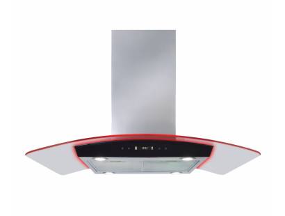 CDA EKPK90SS Curved Glass Island Hood with LED Edge Lighting 